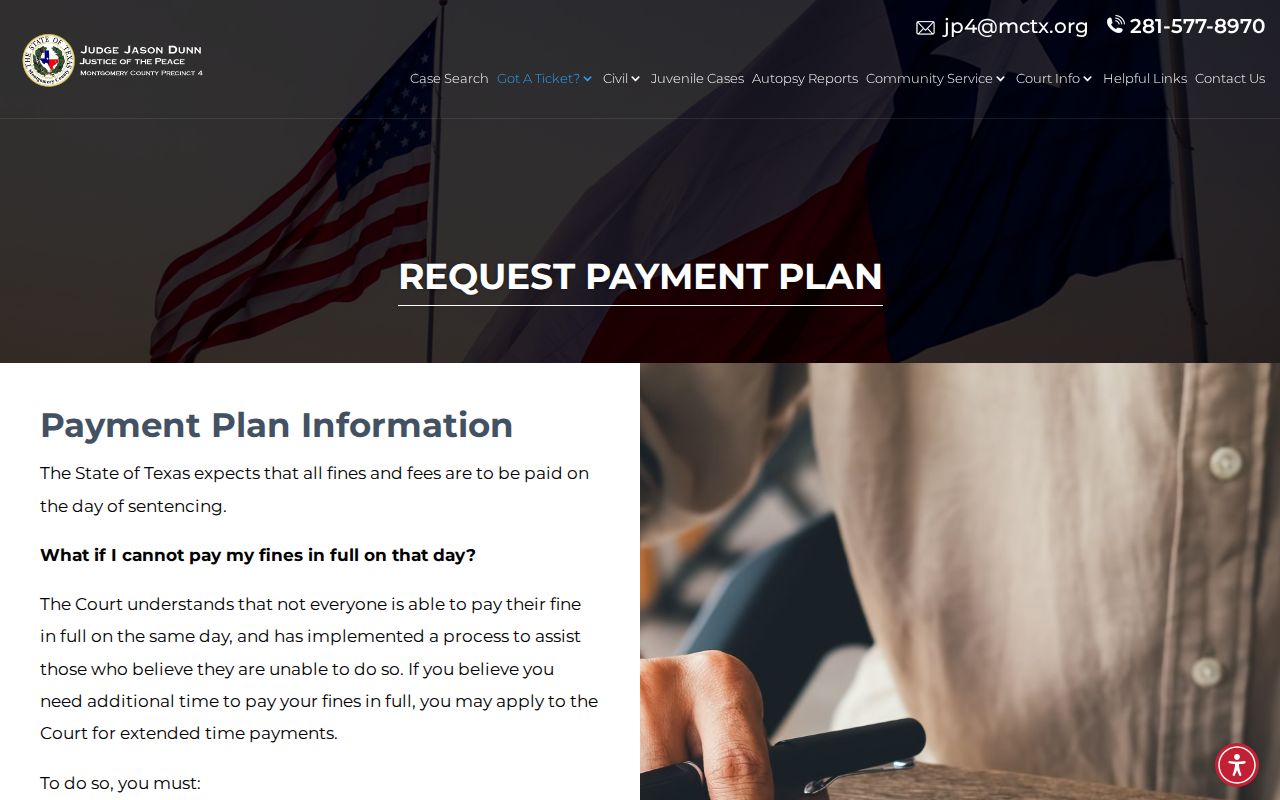 Montgomery County Precinct 4 payment-plan request information