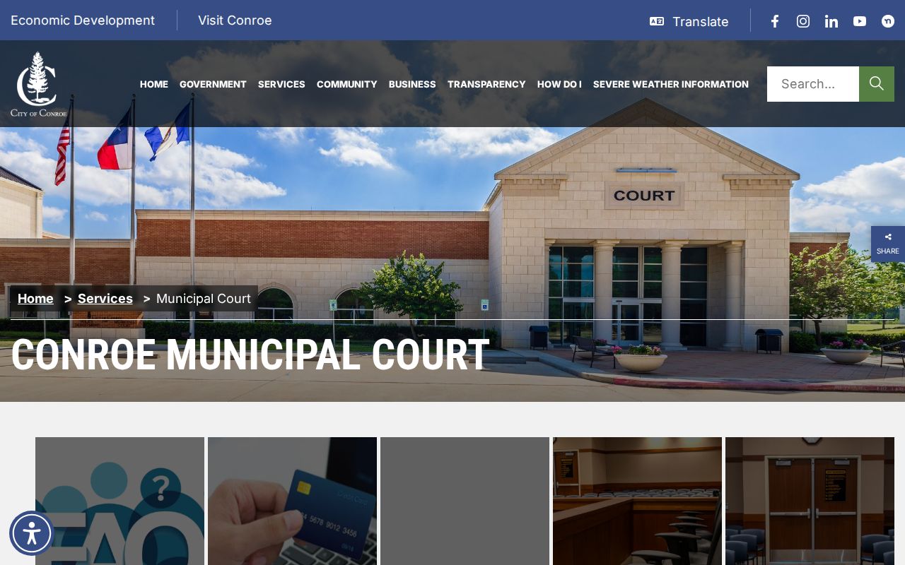 Conroe Municipal Court address, hours, administrator, and judge on the official city page